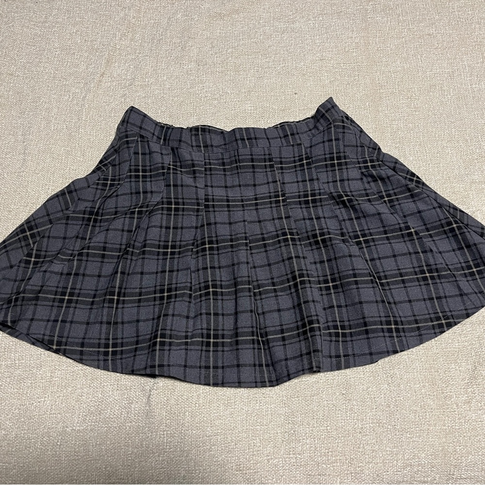 Garage Black and Gray Plaid Mini Skirt